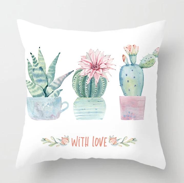 Cactus Flower Decorative Pillowcase Office Living Room Home Pillowcase Car Ornaments