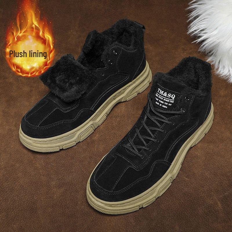 

Мужские зимние утепленные ботинки хай-топы на флисовой подкладке - Грязеотталкивающие, для защиты труда, для снега до -40°C. 40 чёрный