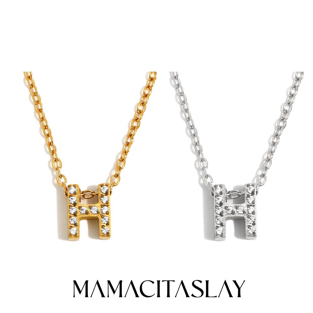 MamacitaSlay Classic 316L Stainless Steel Letter Necklace Waterproof 18K Gold Plated Jewelry Women's Elegant Neck Jewelry Gift