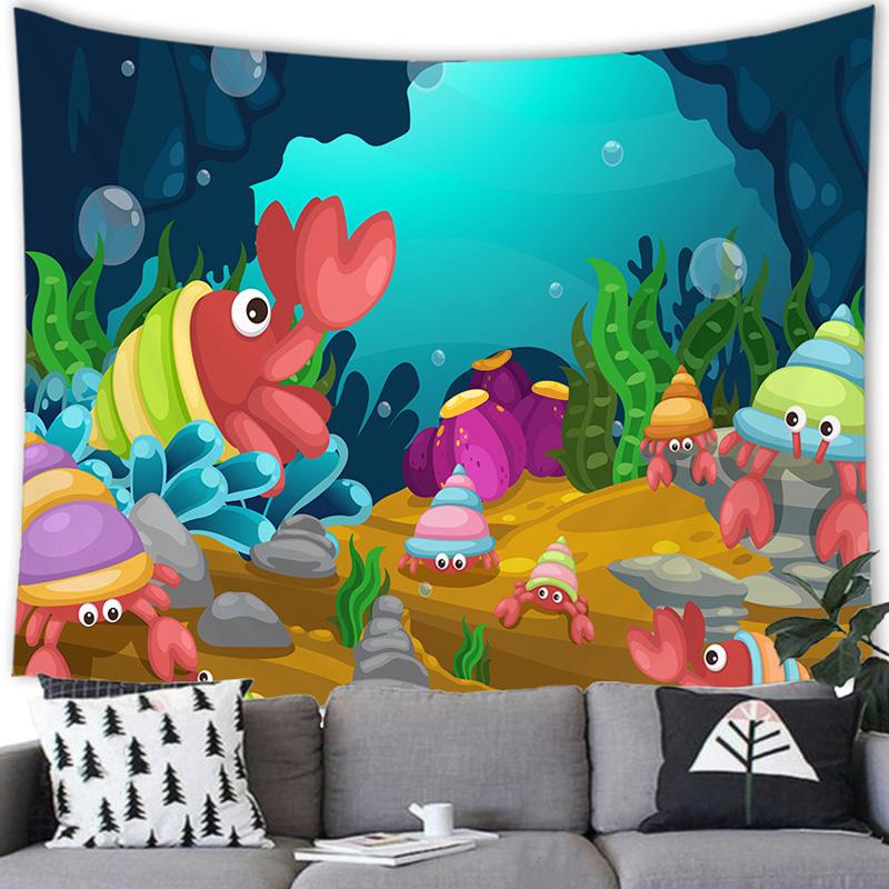 

Подводный мир океан стиль гобелен настенный мультфильм тропические рыбы украшения гобелен домашний фон украшения 100X75CM