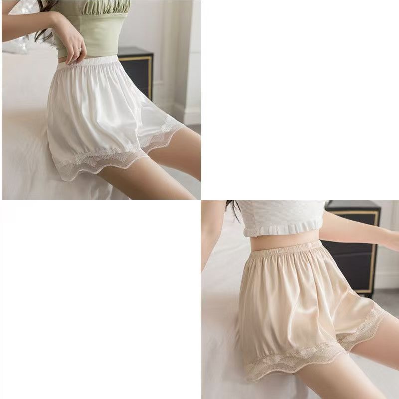 Women Home Safety Pants Ice Silk Lace Anti-running Light Shorts Lady Summer Loose Thin Bottoming Culottes Sexy Underwear Breathable
