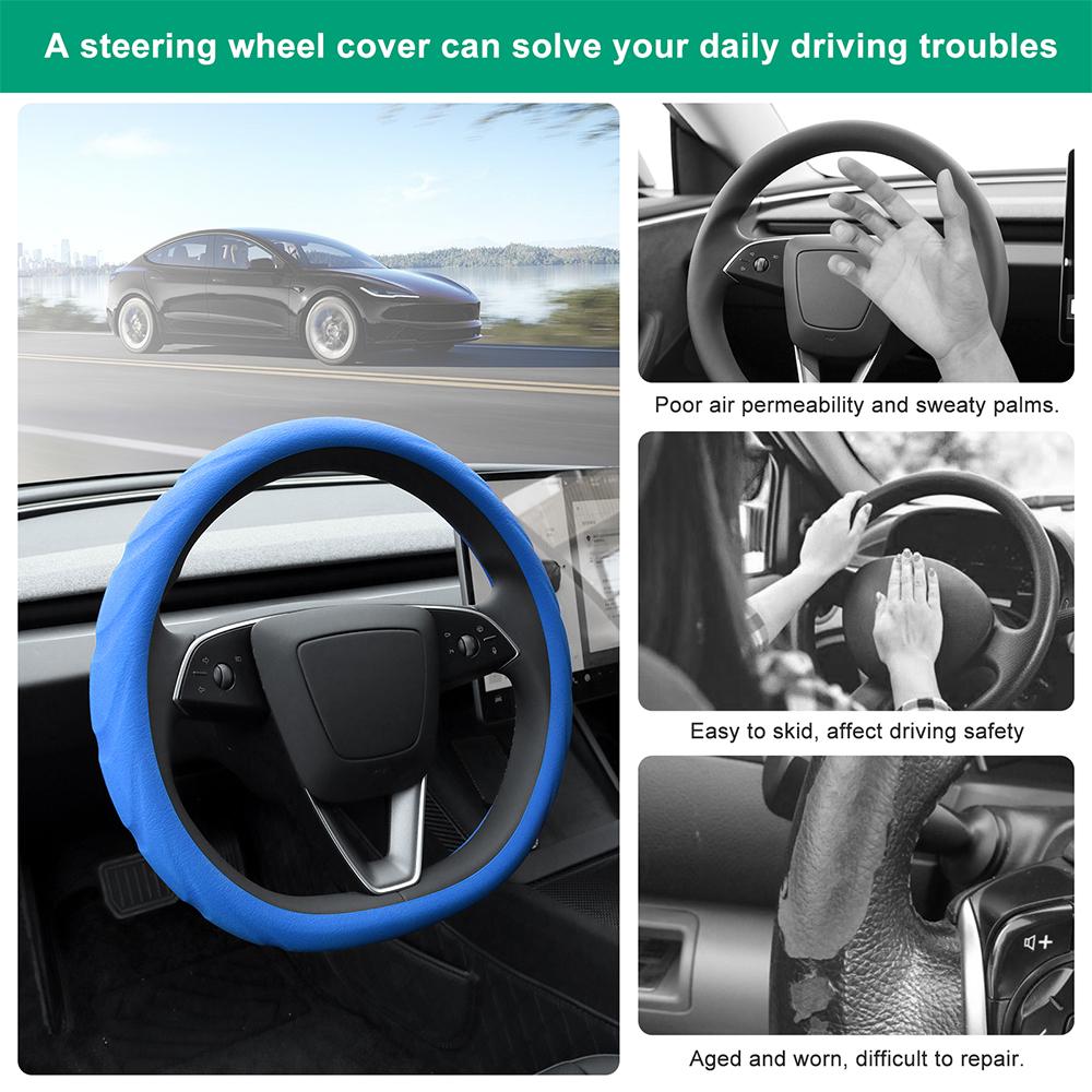 Silicone Car Steering Wheel Cover For Tesla Model 3 Highland 2025 Model Y Juniper 2025 Booster Anti-skid Protect Interior Trim