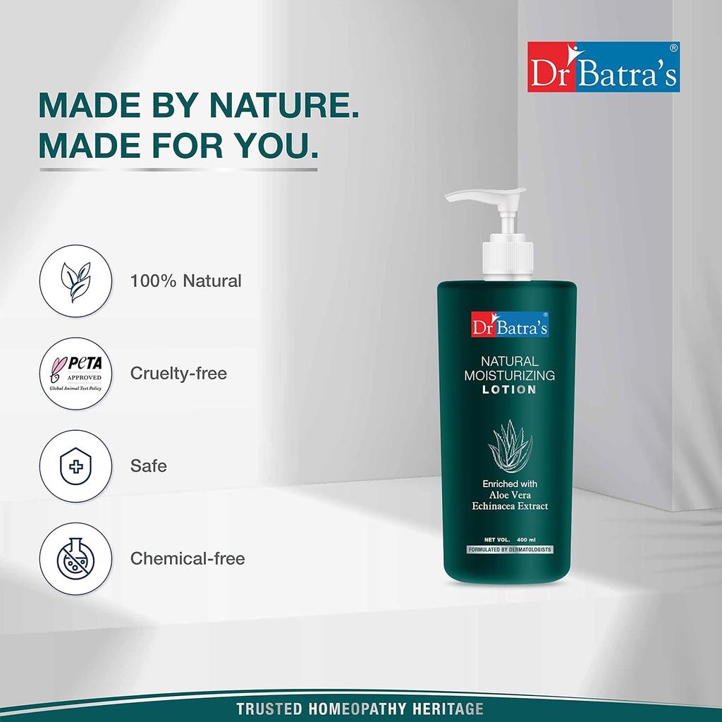 Dr Batra's Moisturized Lotion 400ml Pack of 1, Aloe Vera & Echinacea, Hydrating Daily Skin Care for Smooth Soft Skin