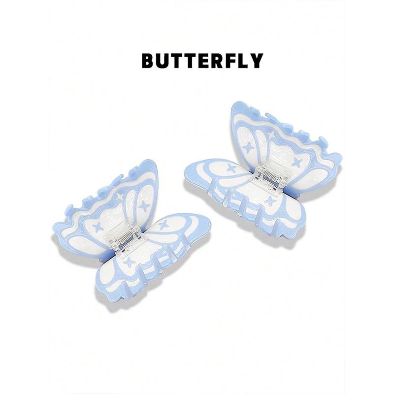 1pc Cream Beige Dreamy Three-dimensional Butterfly Sticker Diamond Vinegar Splicing Hair Clip