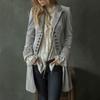Women's Turn Down Collar Long Sleeve Blazer Regular Fit Elegant Embroidered Velvet Coat