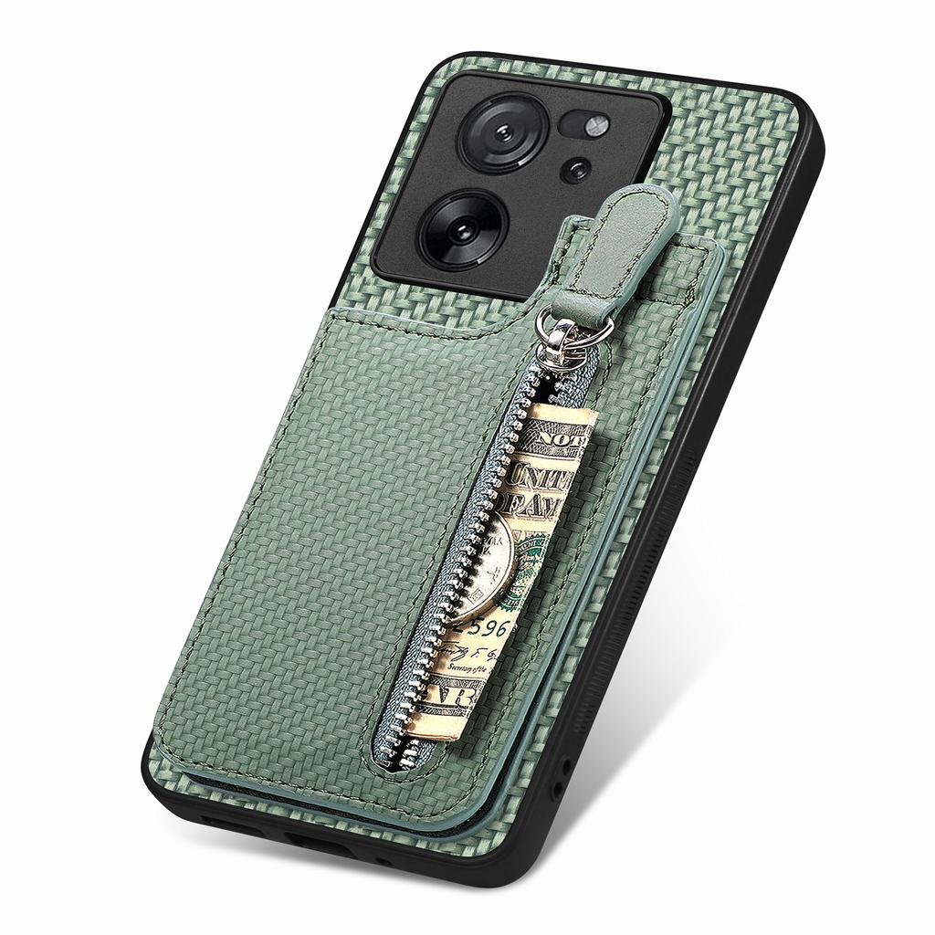 C1-03 Etui dla Xiaomi 13T/13T Pro/Redmi K60 Ultra Pionowa podpórka Hybrydowe etui na telefon z kieszonką na zamek błyskawiczny