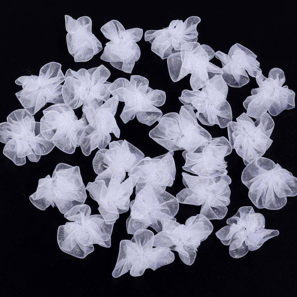 20pcs/lot 3cm Snow Gauze Fabric Flower Five Petals Plum Blossoms Artificial Flower For DIY Clothing Sewing Headwear Decoration