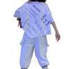 Women's Summer Irregular Looses Printed Letters Suit Short-sleeved + Seven Pant Two-piece Set