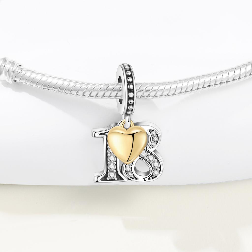 Copper Lucky Number Anniversary Birthday Wedding Charm Age Bead Pendant Fit Bracelet Necklace Diy Jewelry Gift