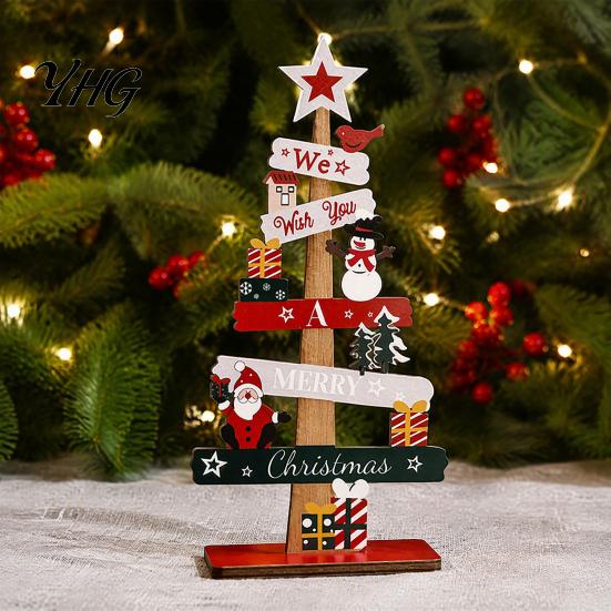 Winter Holiday Party Supplies Christmas Tree Ornament, Wooden Letter Sign Decorative Handmade Xmas Table Centerpieces Compact Stable for Home