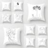 Modern Nordic Cushion Cover Sofa Decor Pillow White   Abstract Line Portrait Sketch Polyester Print