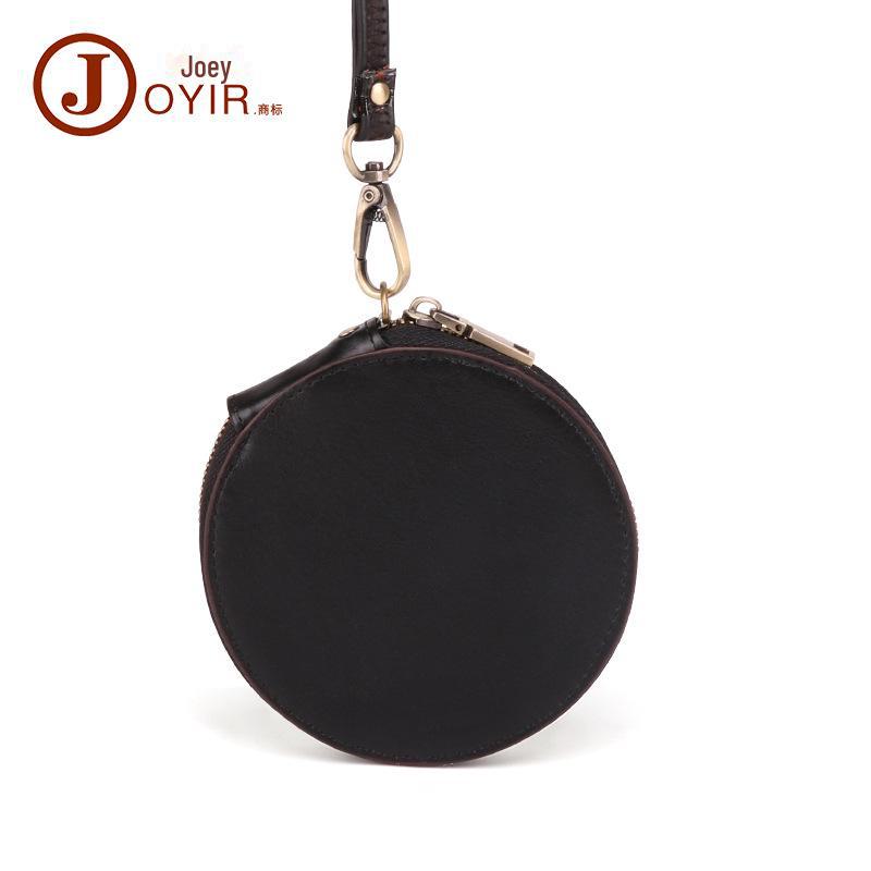 

Винтажный разноцветный кошелек для монет и ключей из натуральной кожи чёрный