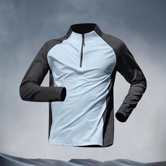 Men’s Active Quick Dry Summer Wear Casual Long Sleeve Shirts Half-zip