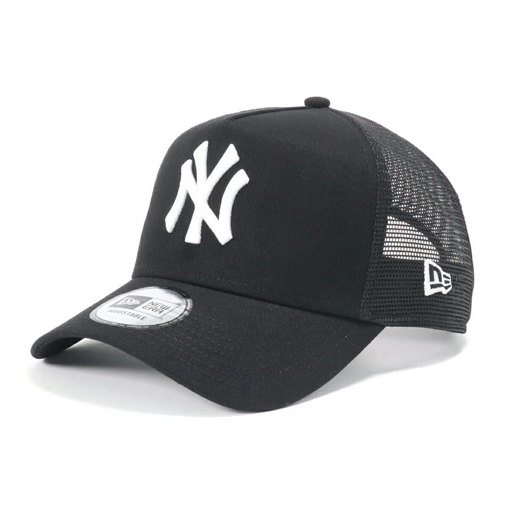 New Era Newera Mesh Cap 9FORTY A-Frame Trucker 14721090 NER33C8562 MLB New York Yankees NY BlackWhite Black FREE SIDE PATCH ONSPOTZ Exclusive Men's