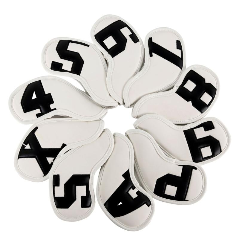 10Pcs Golfs Iron Head Cover Thick PU Leather Golfs Head Cover Replacement Headcover Protective Cover Easy to Use