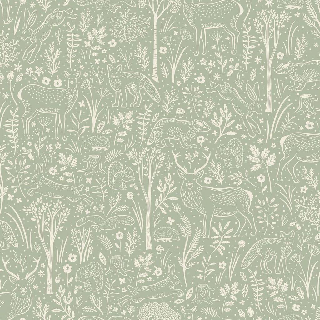 Grandeco Woodland Animals Vinyl Textured Wallpaper