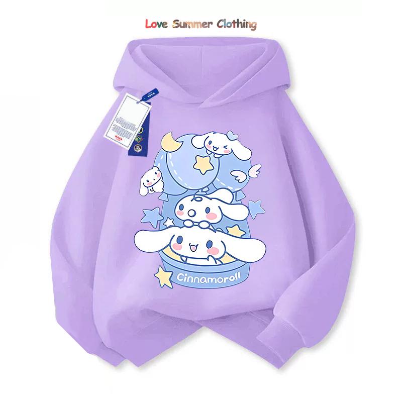 

Худи для девочки Милый Свитшот Cinnamoroll Худи Детская Мультяшная Одежда с Собакой Толстовка для Мальчика Худи Повседневный Топ для Малыша 140