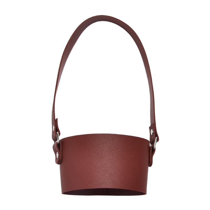 2025 Portable Cup Cover Thickened Milk Tea Cup Accessories Outdoor Portable Tote Bag Women'S Leather Non-Slip Cup Cover
