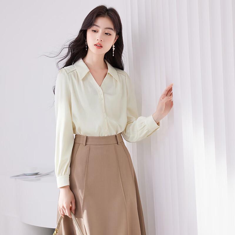 

Xiangying Women s V-Neck Chiffon Long Sleeve Blouse XL