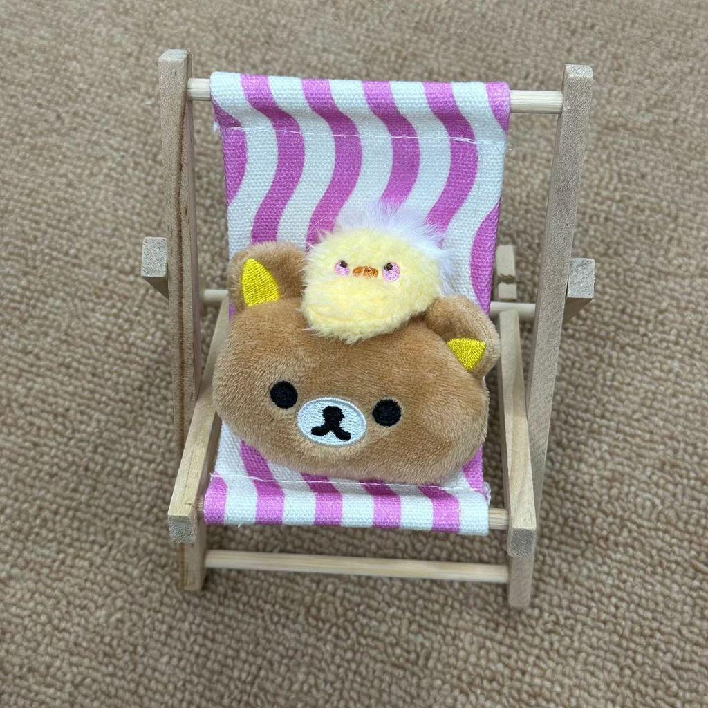Rilakkuma Bär und kleines gelbes Küken Plüschtier Tasche Anstecknadel Schlüsselanhänger Für Kinder