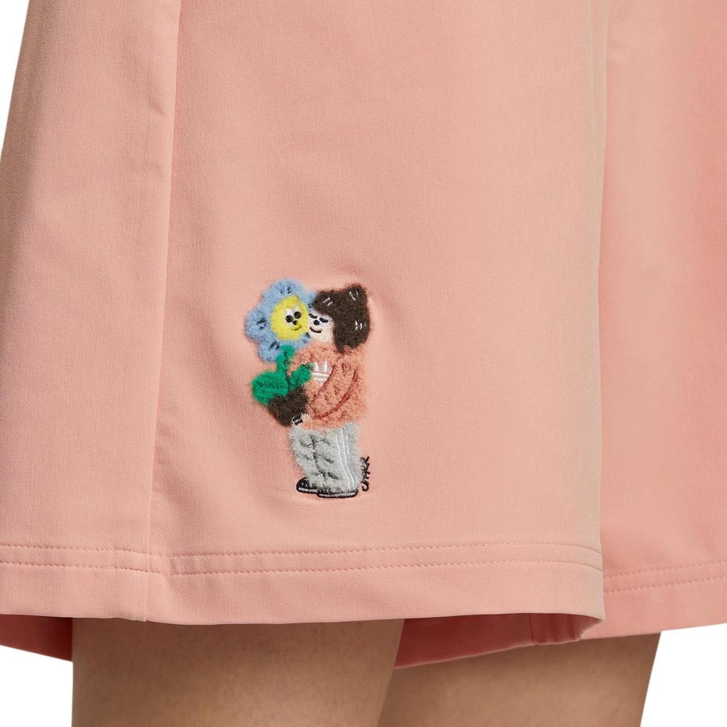Adidas Originals Embroidered Pattern Casual Straight Leg Shorts Women shorts Pink HR3478