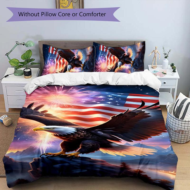 Eagle 3pcs Bedding Set Duvet Cover Closure Includes 1 Duvet Cover & 2 Pillowcases for All Seasons Bedroom Home Dorm Decor
