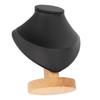 Necklace Display Holder Log Flannel PU Leather Necklace Holder Stand for Retail Store Black