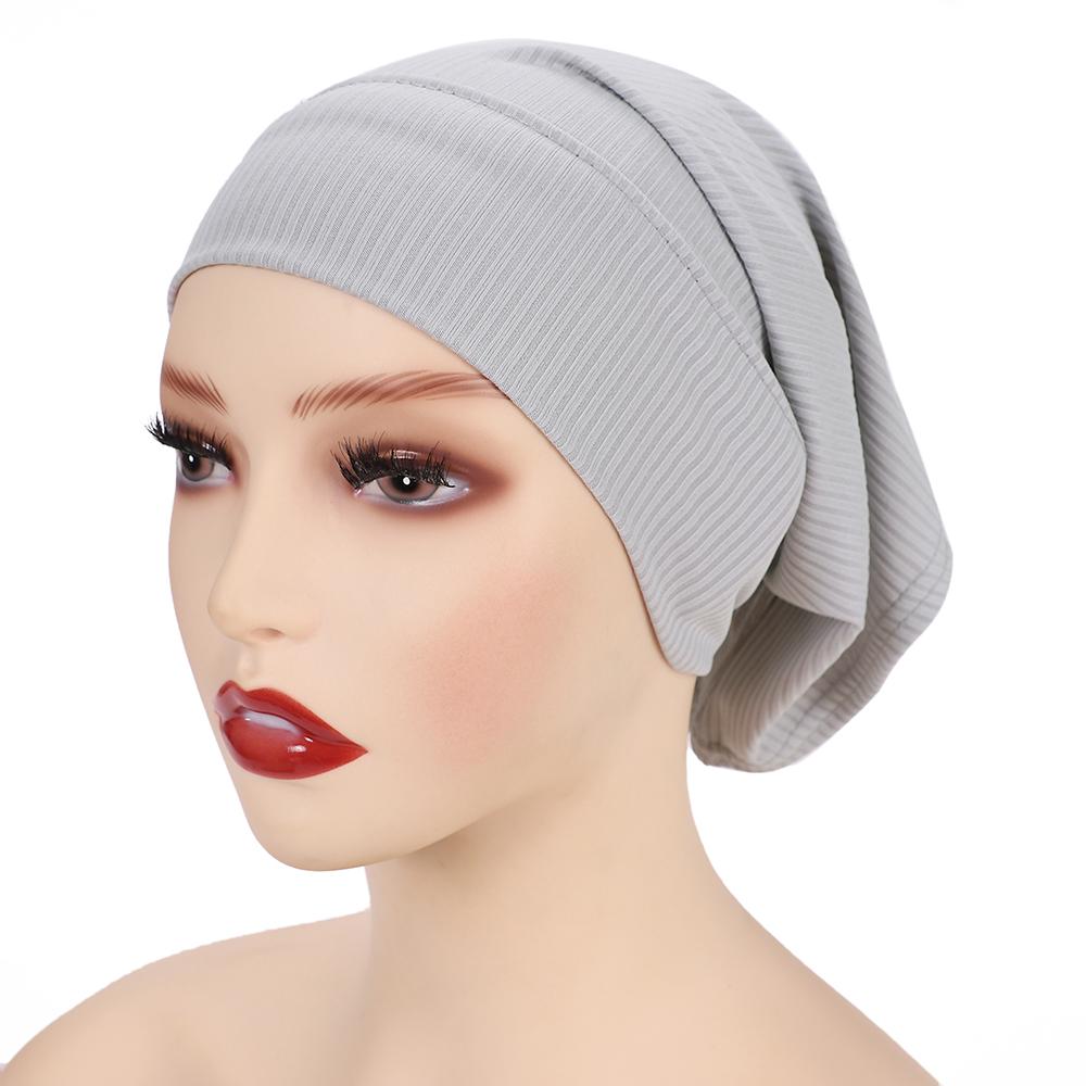 Muslim Ribbed Inner Hijab Caps Islamic Tube Underscarf Bonnet Stretch Headband Turban Musulman Femme Head Wraps
