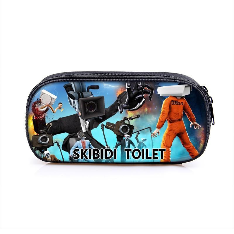 Skibidi Toilet Cartoon Pen Case With Printed Characters Students School Supplies Multi Compartment Pencil Bag