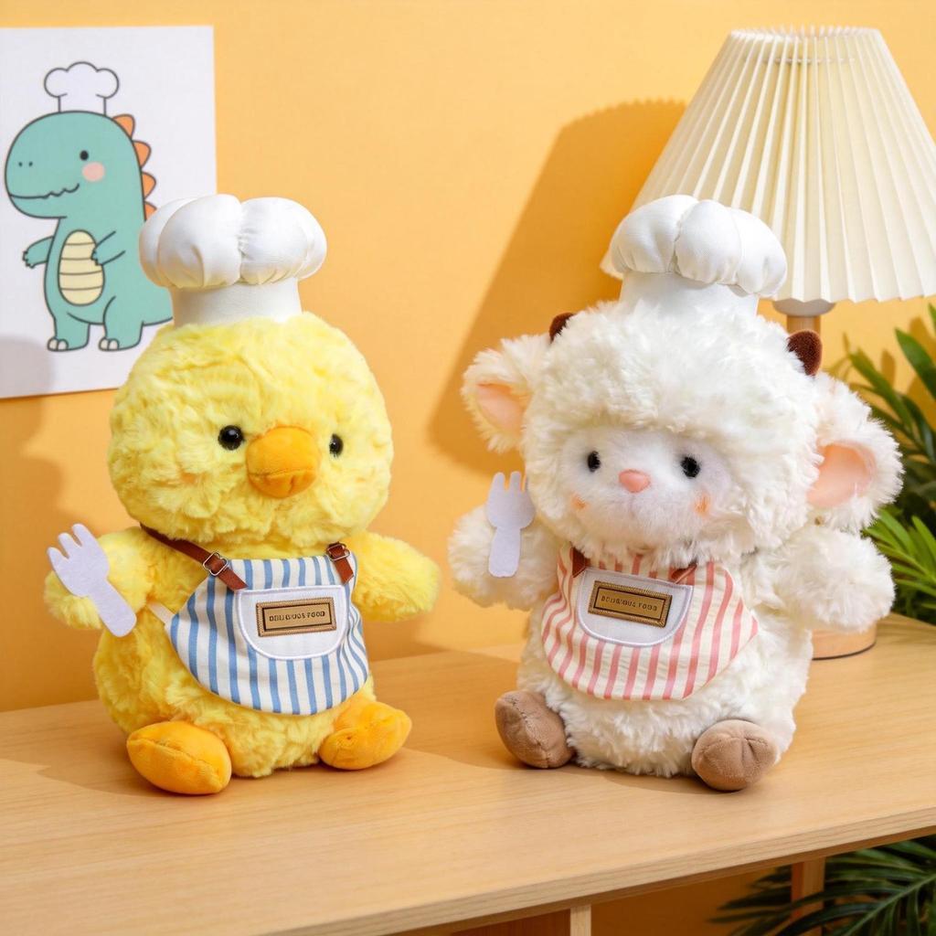 Chef Elephant Plush Doll with Apron & Duck, Baking Bear Toy - Perfect Birthday Gift