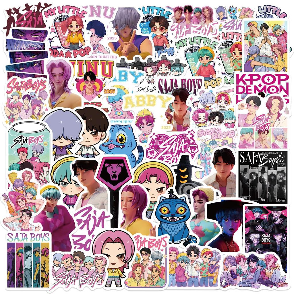 50PCS SAjA Boys K-POP DEMON HUNTERS Cartoon Graffiti Stickers Phone Guitar Laptop Notebook Suitcase Waterproof Sticker Kids Toys