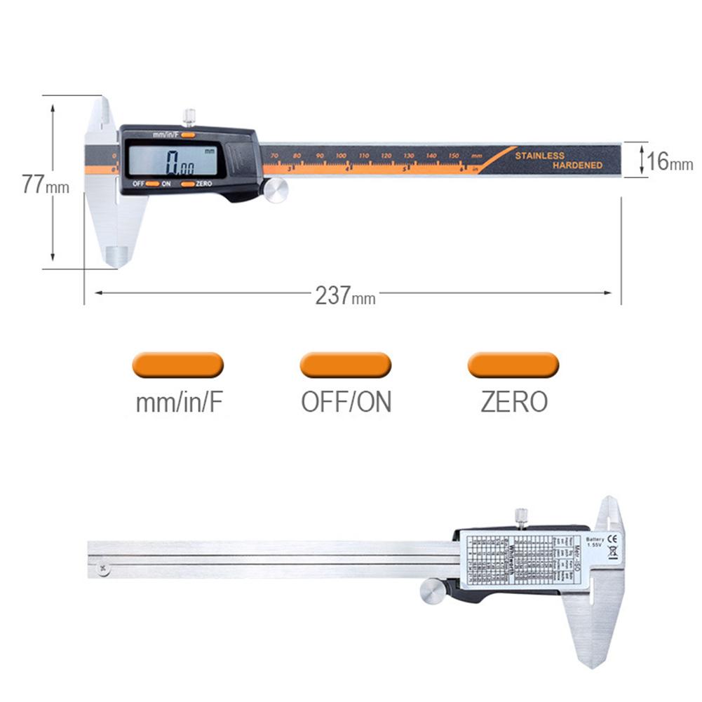 Digital Caliper Stainless Steel Electronic Measuring Tool Precision Fractional Measurements with Large LCD Vernier Caliper