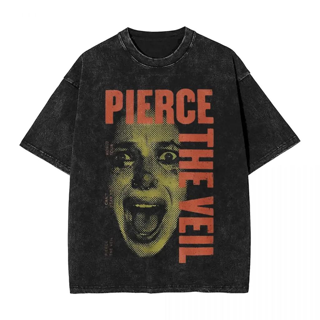 Pierce The Veil 2026 Tour Ausgewaschenes T-Shirt Streetwear Vintage T-Shirt Rockband T-Shirts für Männer Frauen Kurzarm Harajuku Bedruckt