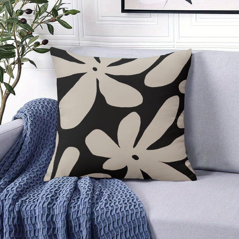 Graphic Bloom Square Jacquard Pillow Cover for Sofa Office Waist Cushion Cover Home Decorative Pillowcase