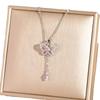 [Micro-Set Pink Zircon Titanium Steel Necklace Sweet Light Luxury Fashion Choker Jewelry]