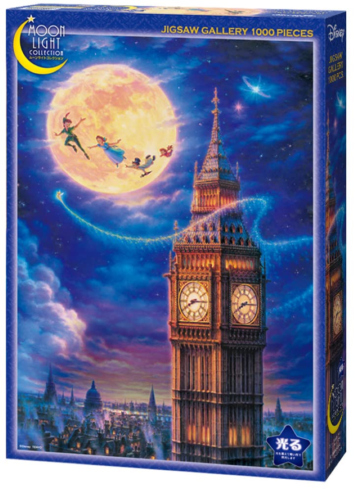 Tenyo [Made in Japan] 1000-piece luminous piece jigsaw puzzle Disney Peter Pan Moonlight Fly (51x73.5cm) D-1000-094 with glue, spatula and service