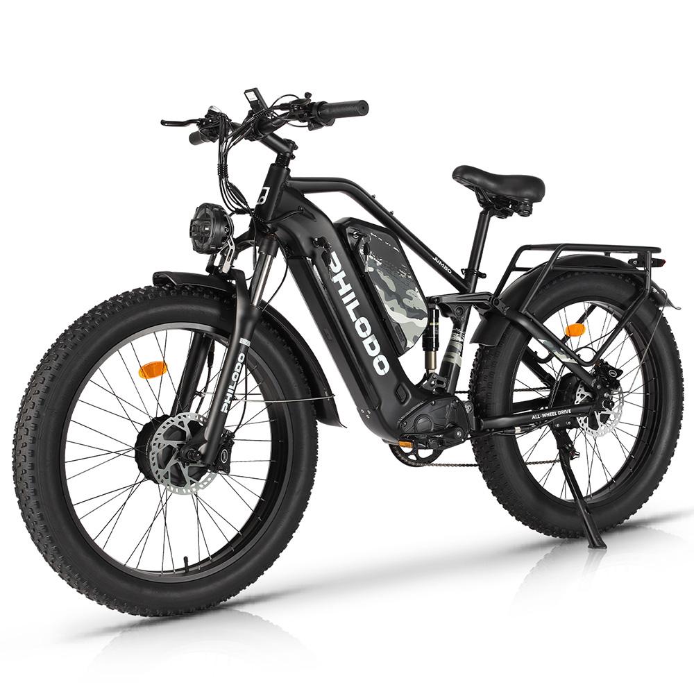 Philodo Jumbo Elektrické kolo 1500Wx2 Špičkový motor 26" Silné pneumatiky Celoodpružené Elektrické kolo Pro dospělé 48V 46AH LCD displej Maximální nosnost 150 kg