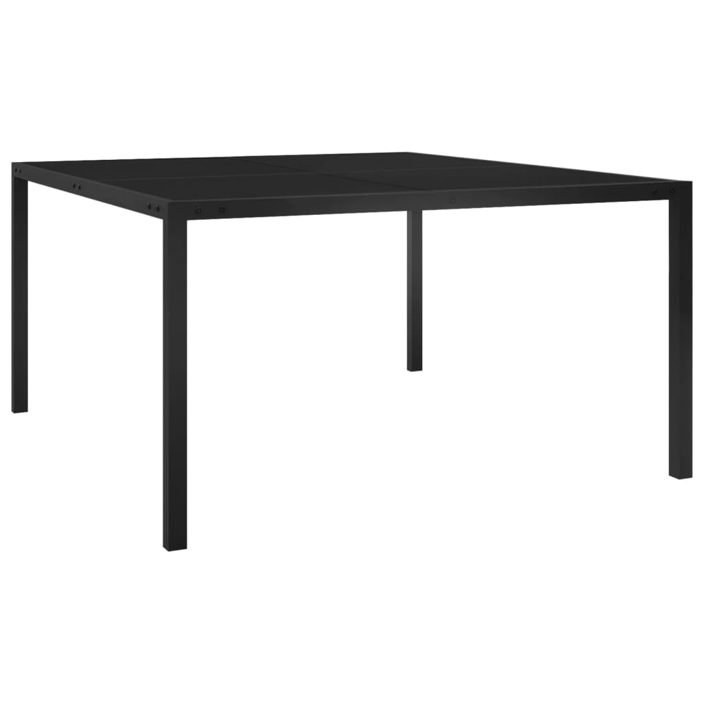 Vidaxl Stolik Ogrodowy, 130X130X72, Czarny, Stal I Szkło