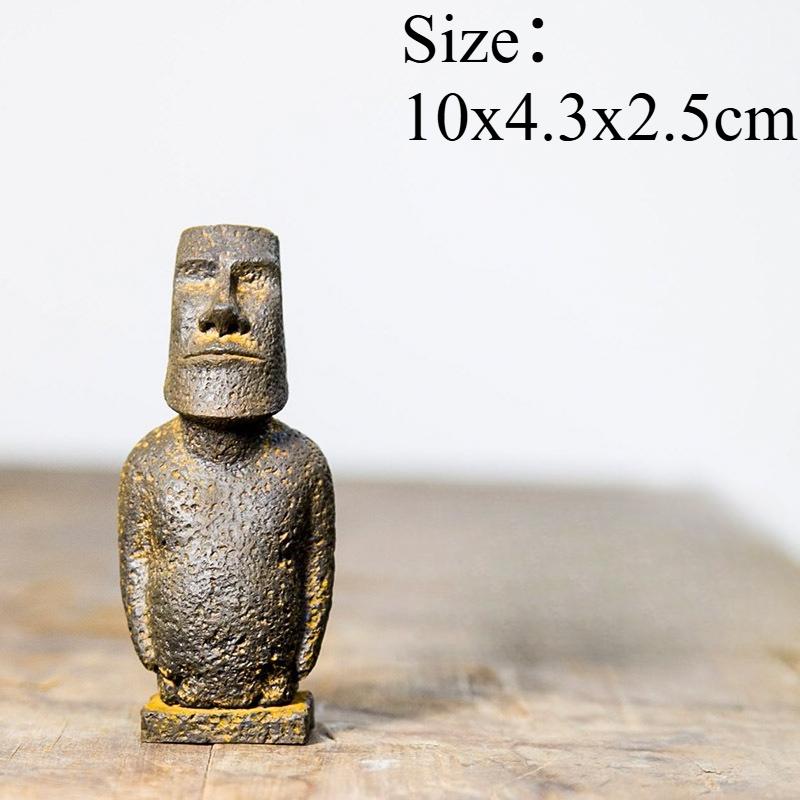 1 PC Nordic Style Creative Resin Moai Statue Ornament Vintage Distressed Craft Home Living Room Study Desk Decor Unique Present