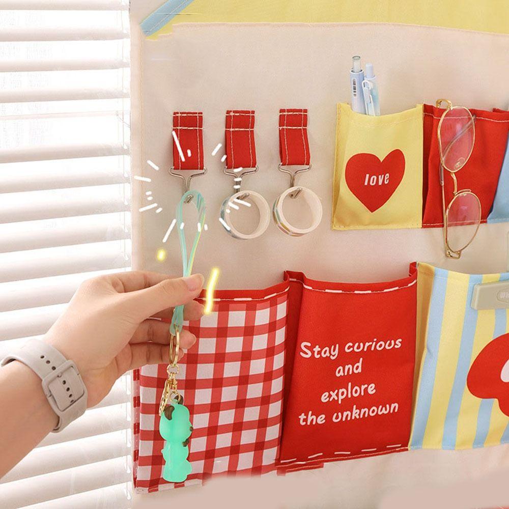 Multi-layer Wall Mounted Storage Bag Cute Cartoon Hanging Bag Dormitory Storage Hanging Bag  Closet