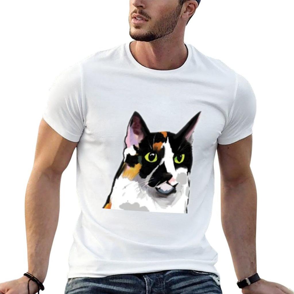 Old Grumpy Meow Face T-Shirt Big Size Simple T-Shirt