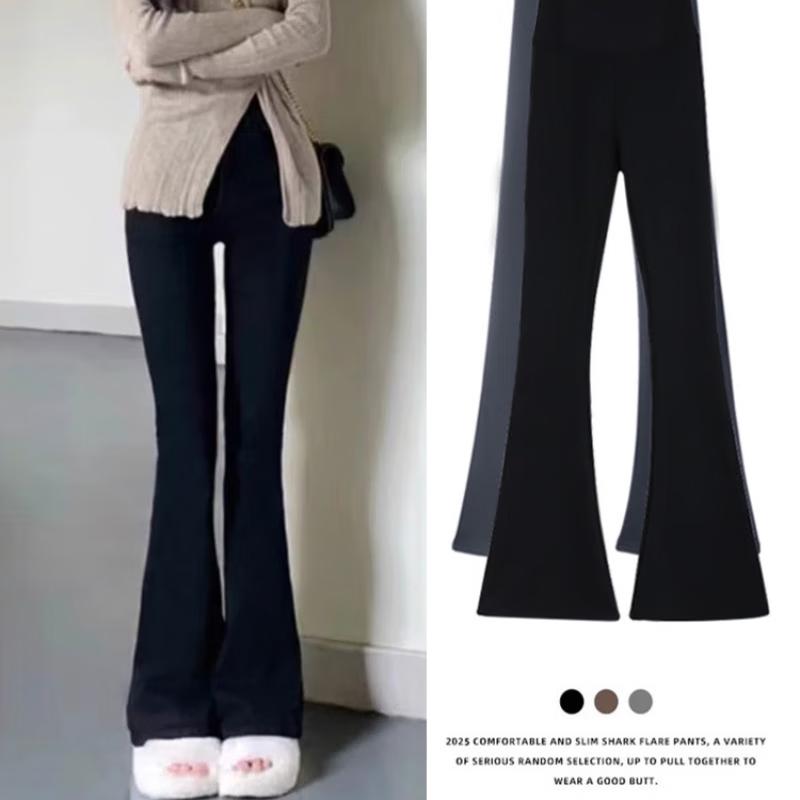 LangSha Women's Flared Velvet-Lined Shark Leggings