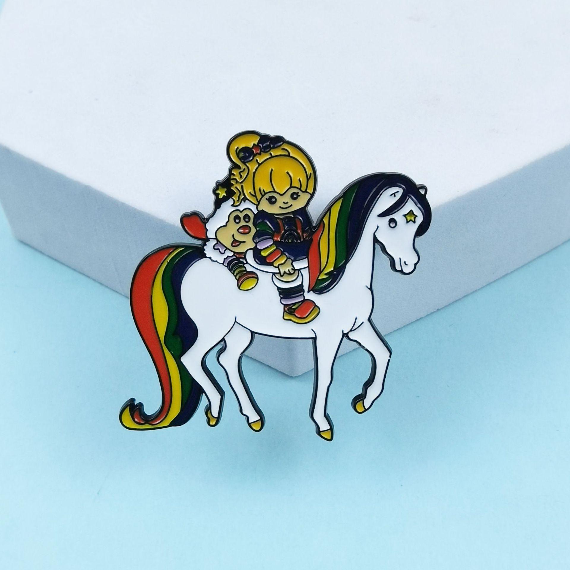 

Брошь «Радужный конь и маленькая девочка», аксессуары для одежды и шляпы