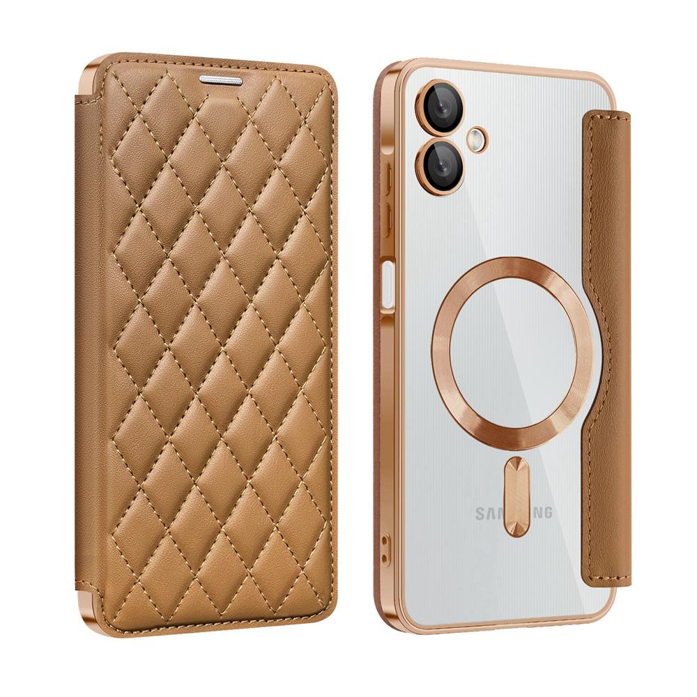 KEYSION Plating PU Leather Flip Wallet Case for Samsung A07 A06 A05 Cards Slots Magnetic Phone Back Cover for Galxy A05 A06 A07