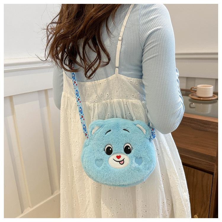 Cartoon Plush Bear Crossbody Travel Casual Shoulder Phone Purse Bag Portable Zipper Pouch