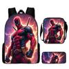 Deadpool Schoolbag, Elementary School Student Backpack, Satchel, Pencil Bag, Three-piece Set, Cartoon Children's Bag, Large-capacity Hot Sale
