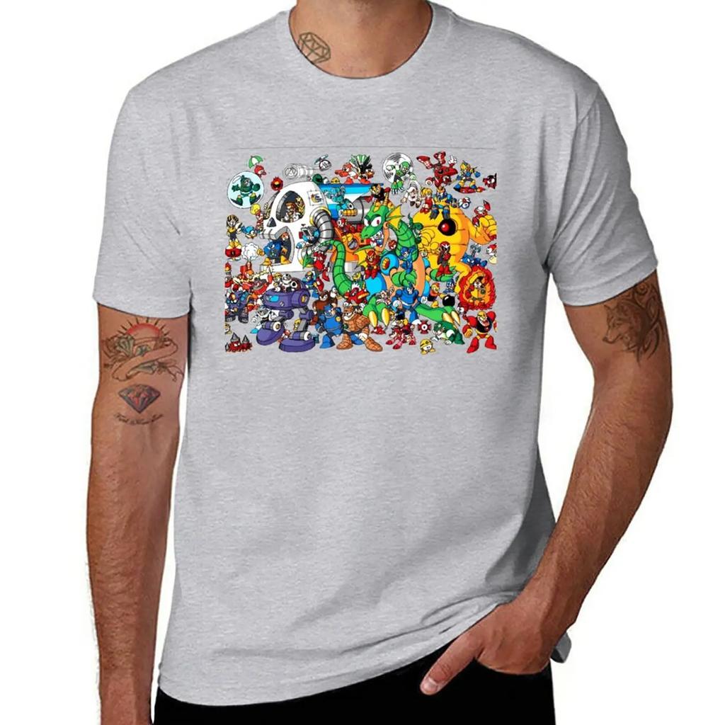Mega Man and all of his enemies T-Shirt kawaii clothes summer tops black t shirt t shirts for pack