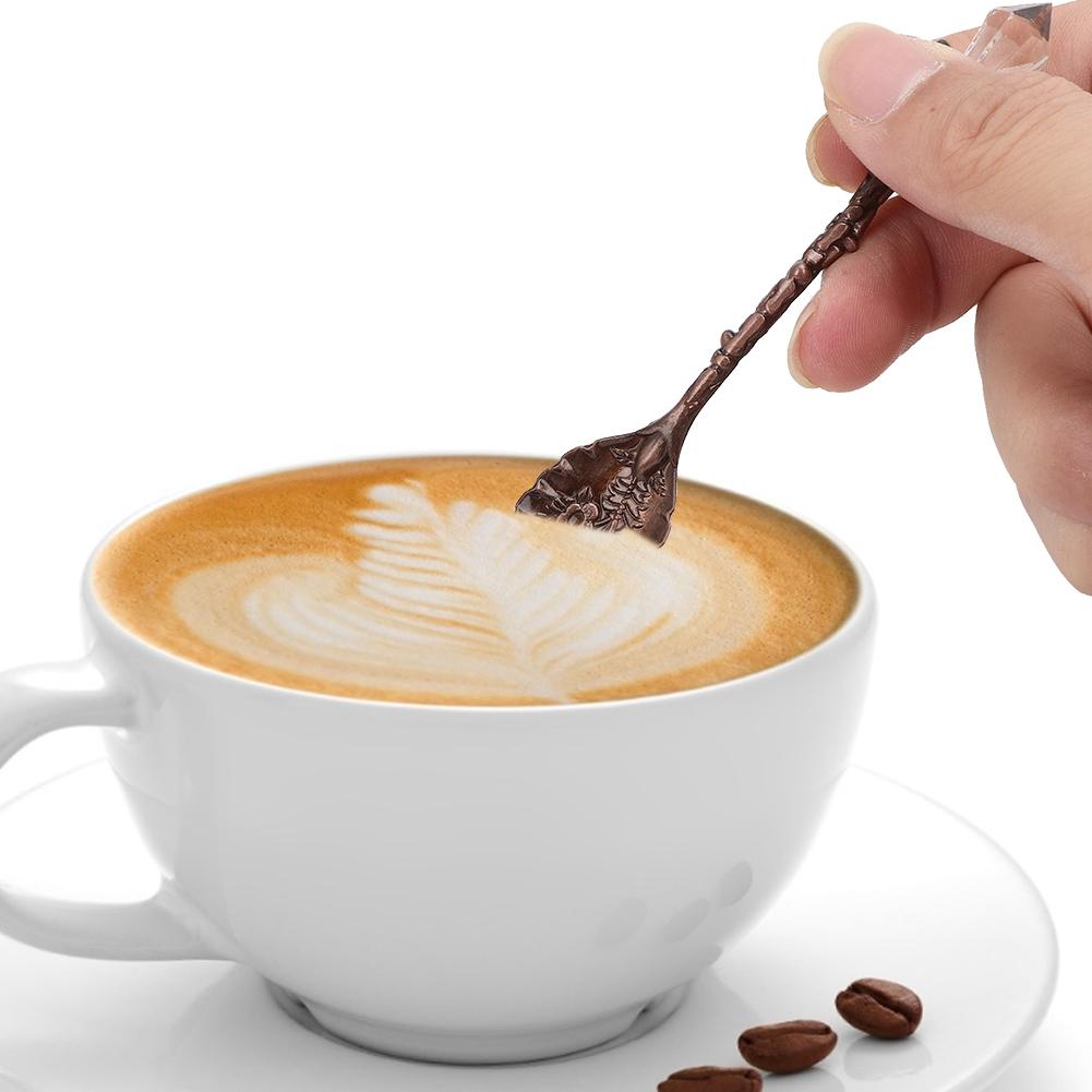 3pcs Vintage Mini Zinc Alloy Coffee Tea Spoon Dessert Stirring Cutlery Tableware