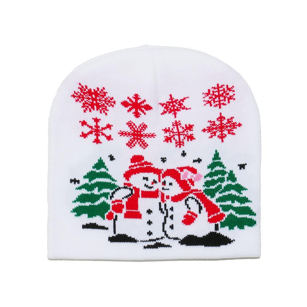 Reindeer Red Knitted Woolen Hat Christmas Tree Pullover Cap Santa Claus Beanie Hat  Women