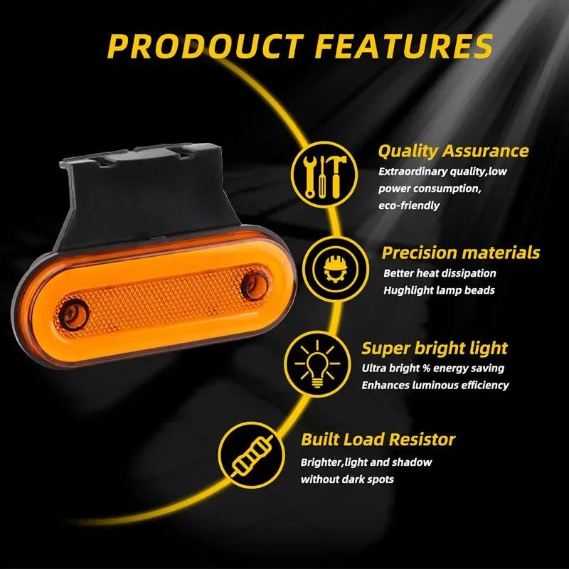 1Pcs Trucks LED Side Lights 24V Marker Lamp Trailer Van Bus Camper Caravan Front Rear Clearance Indicator Lights Universal